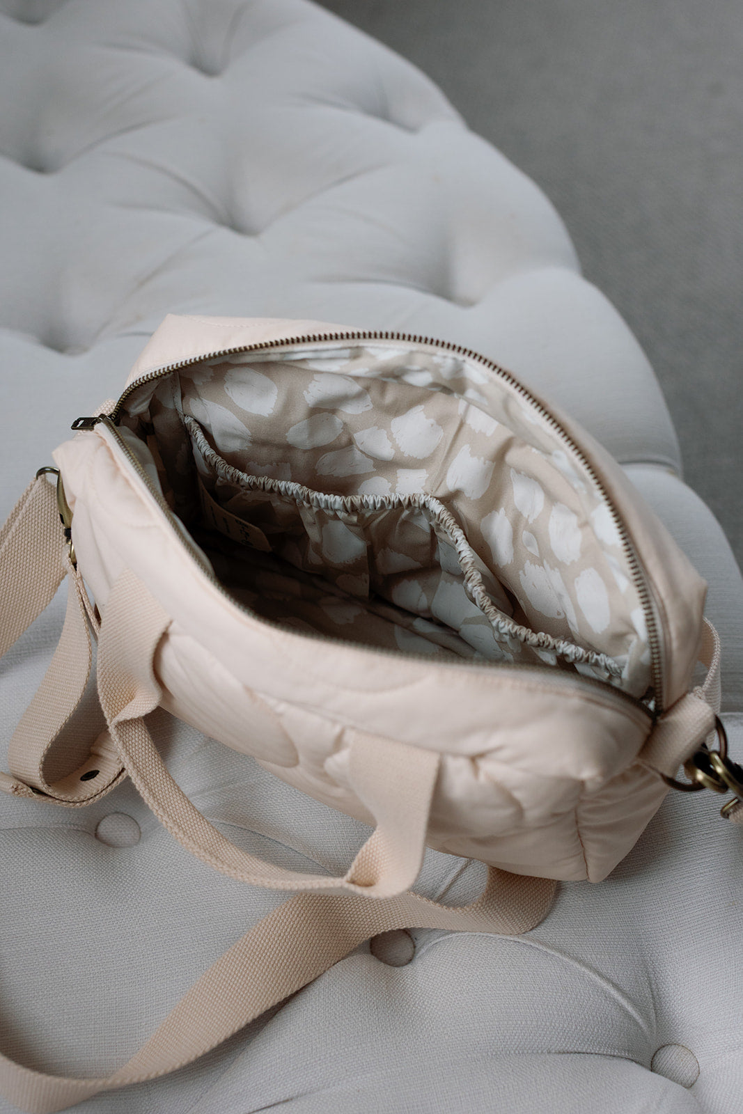 Ralphie Bear Quilted Changing Stroller Bag - Beige/Scallop