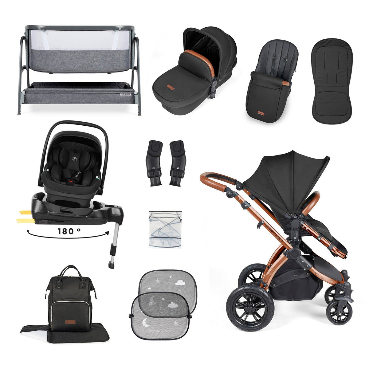 Ickle Bubba Stomp Luxe 14 Piece Nimbus 180° Spin Travel & Home Bundle - Bronze/Midnight/Tan