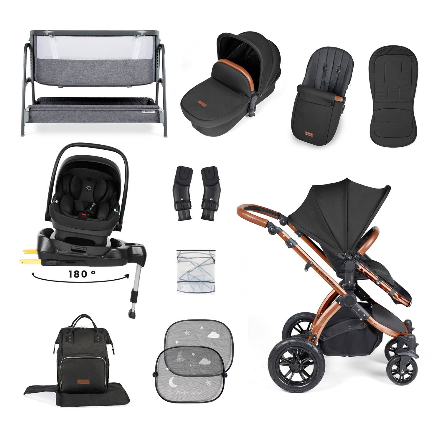Ickle Bubba Stomp Luxe 14 Piece Nimbus 180° Spin Travel & Home Bundle - Bronze/Midnight/Tan