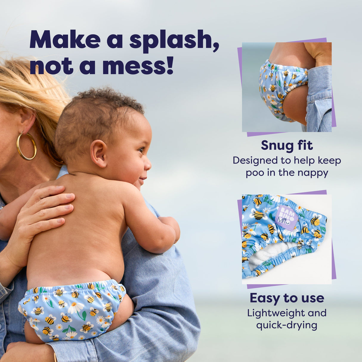 Reusable Swim Nappy in Busy Bees