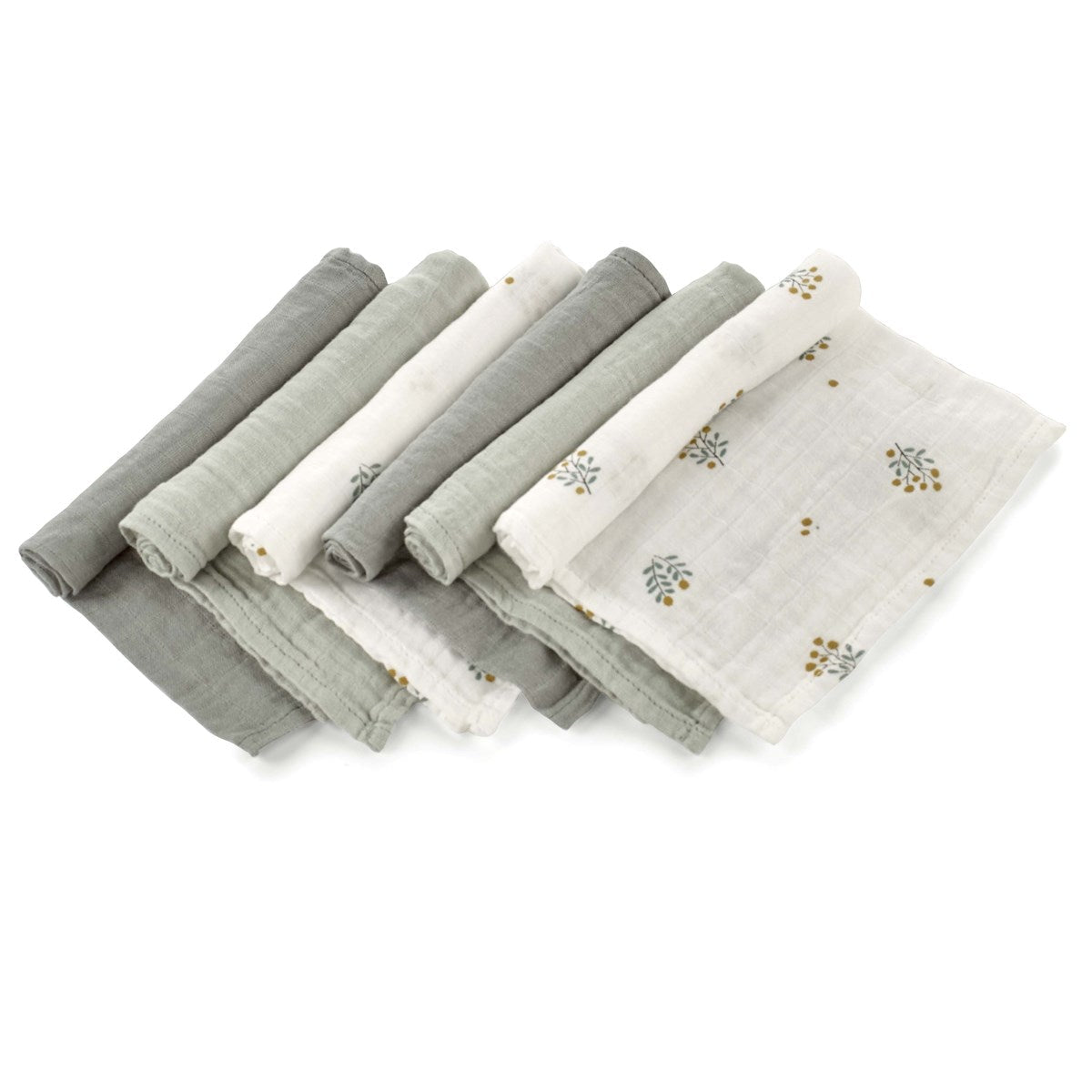 Bamboo Muslin Cloths For Baby 35 x 35 cm (6-Pack), Botanic