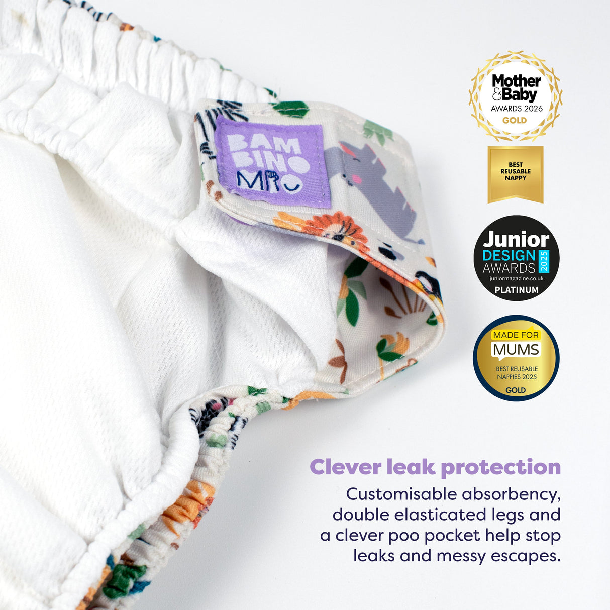Revolutionary Reusable Nappy Bundle 5 Pack in Wild Life