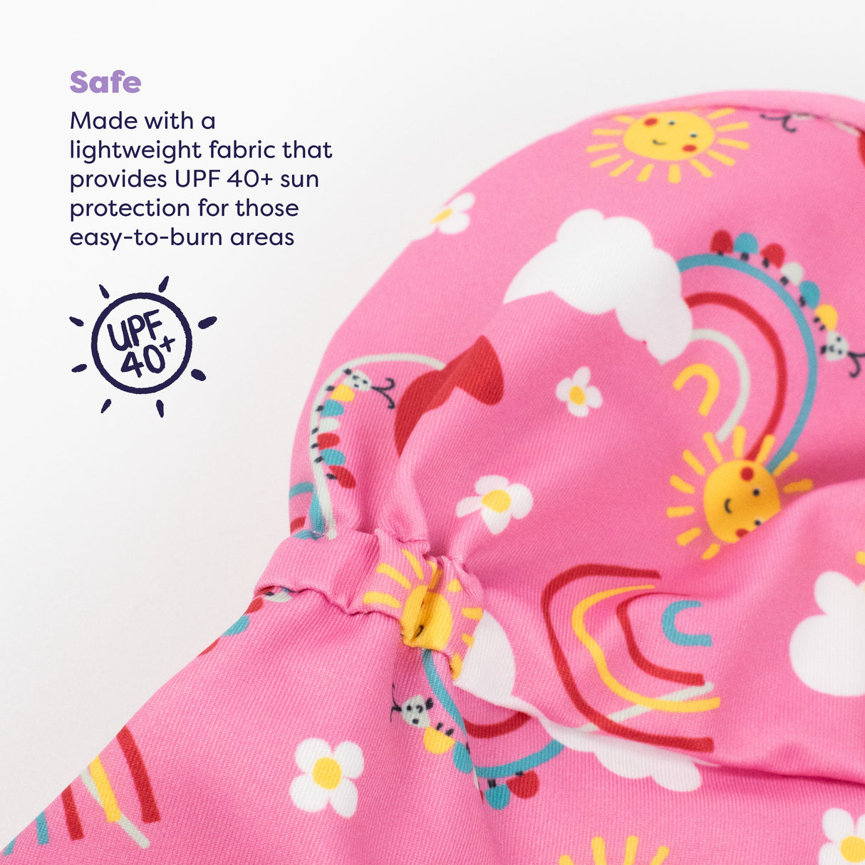 UPF 40+ Reversible Swim Hat for Babies and Toddlers in Happy Days