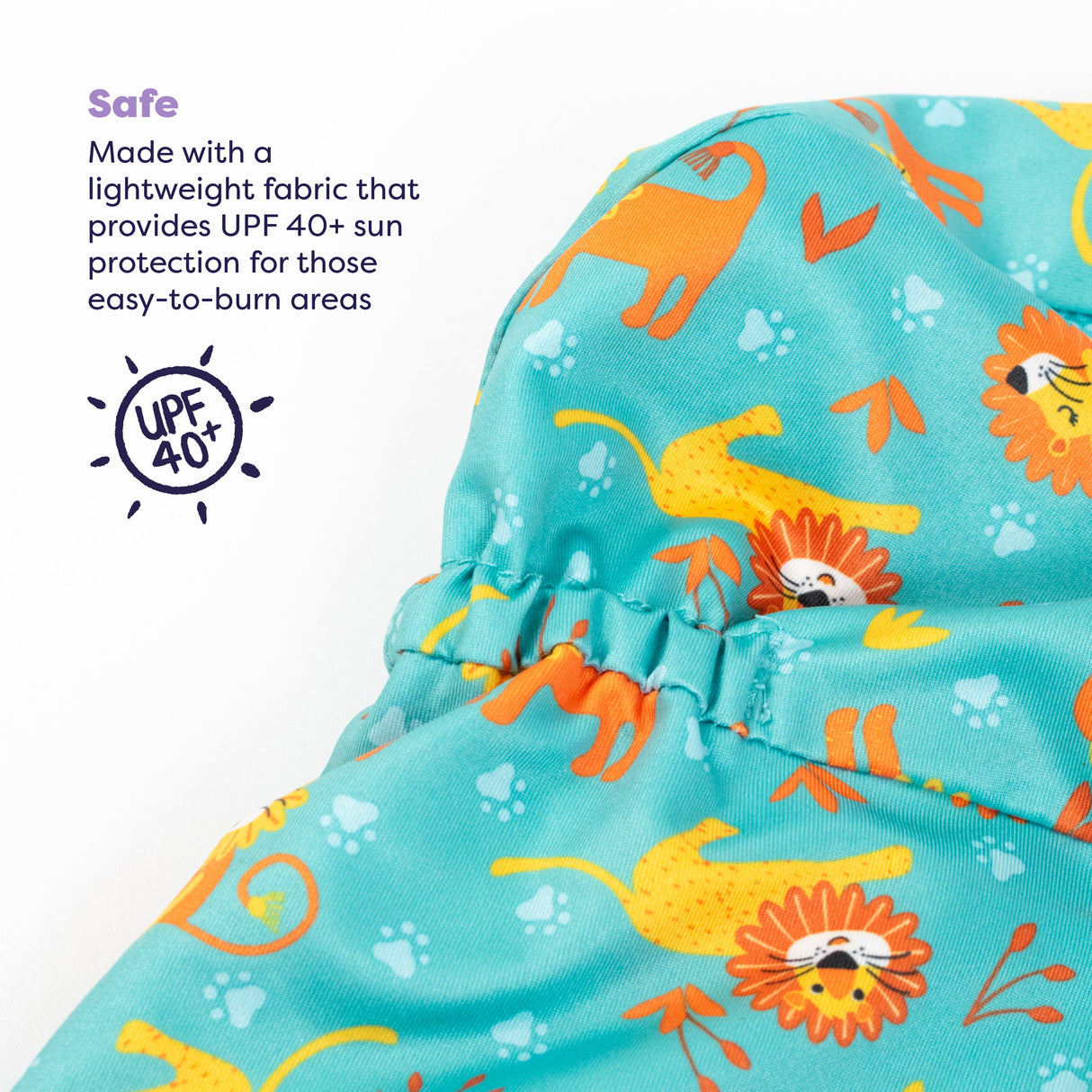 UPF 40+ Reversible Swim Hat for Babies and Toddlers in Cool Cats