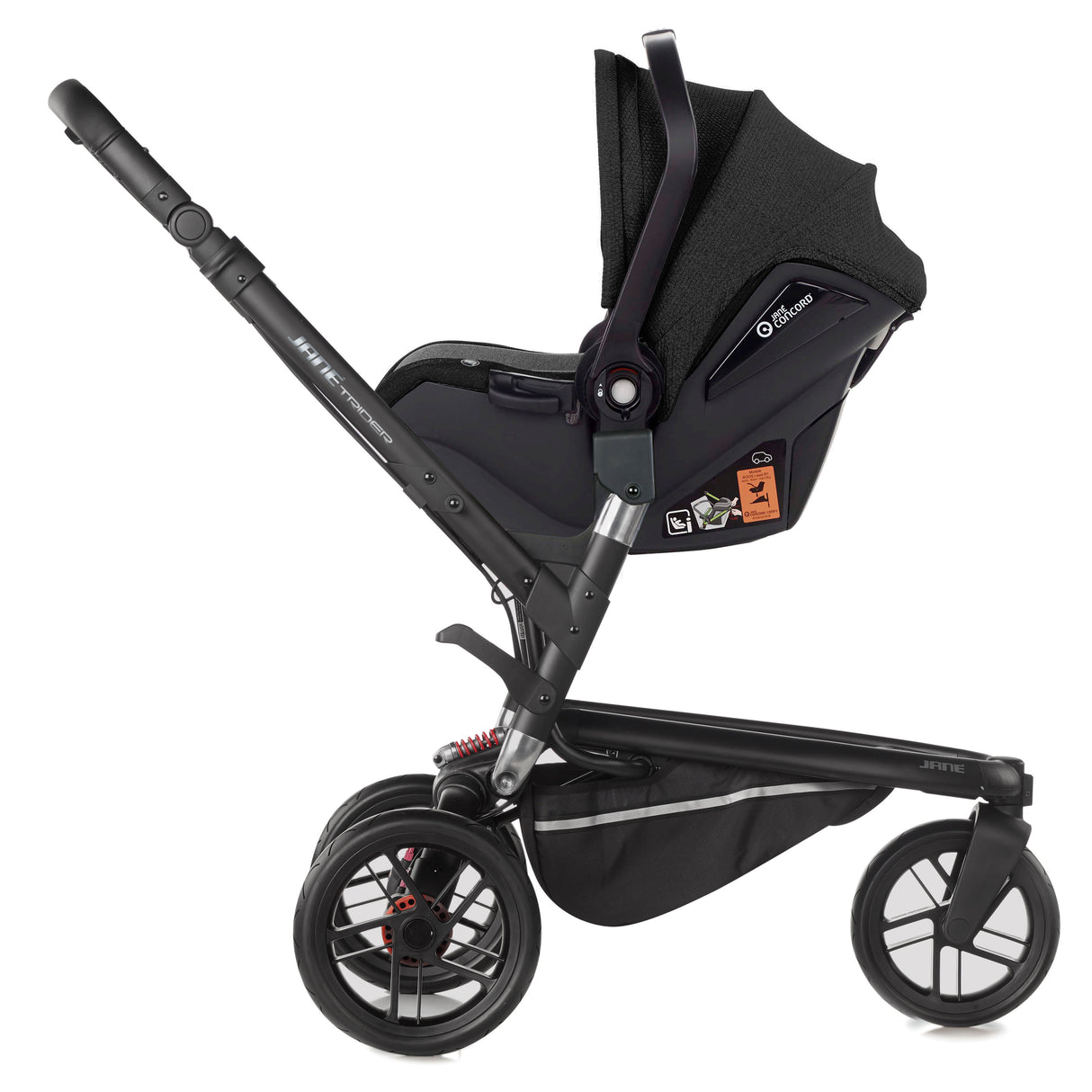 JanƩ Trider Travel System Bundle with Transporter Plus & Koos R1 i-Size Car Seat, Black