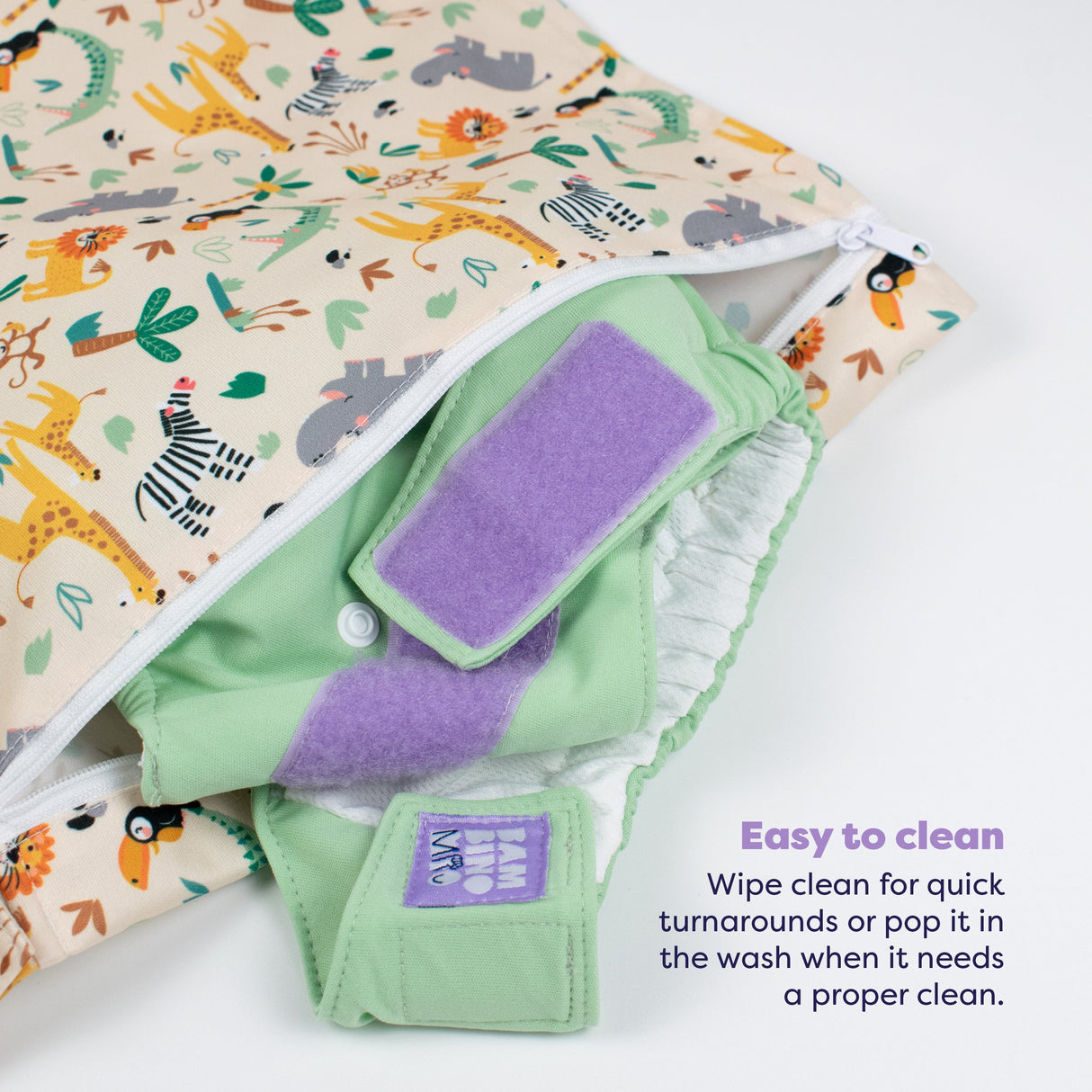 Out and About Waterproof Wet Nappy Bag in Safari Squad