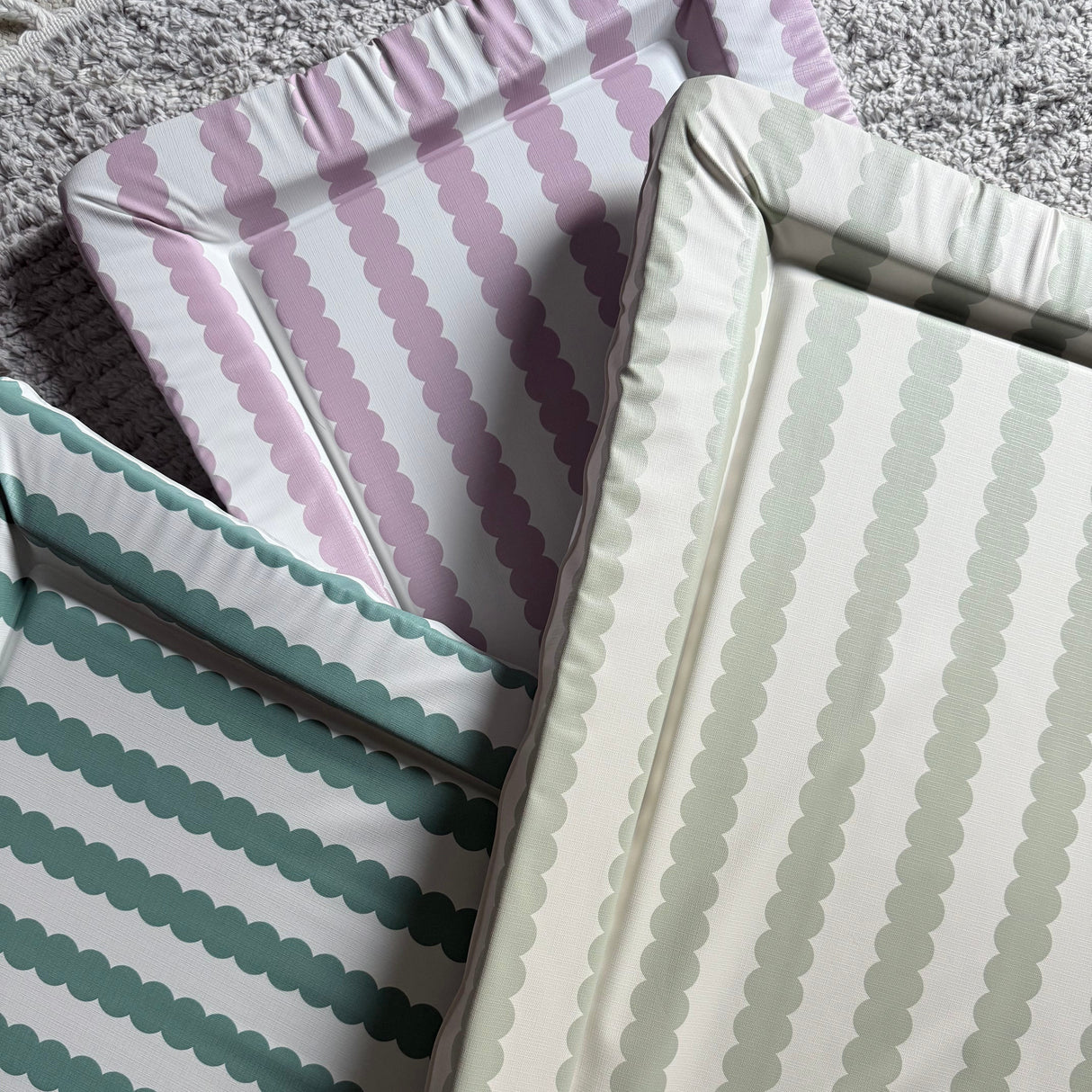 Obaby Changing Mat - Sage Scallop Stripe