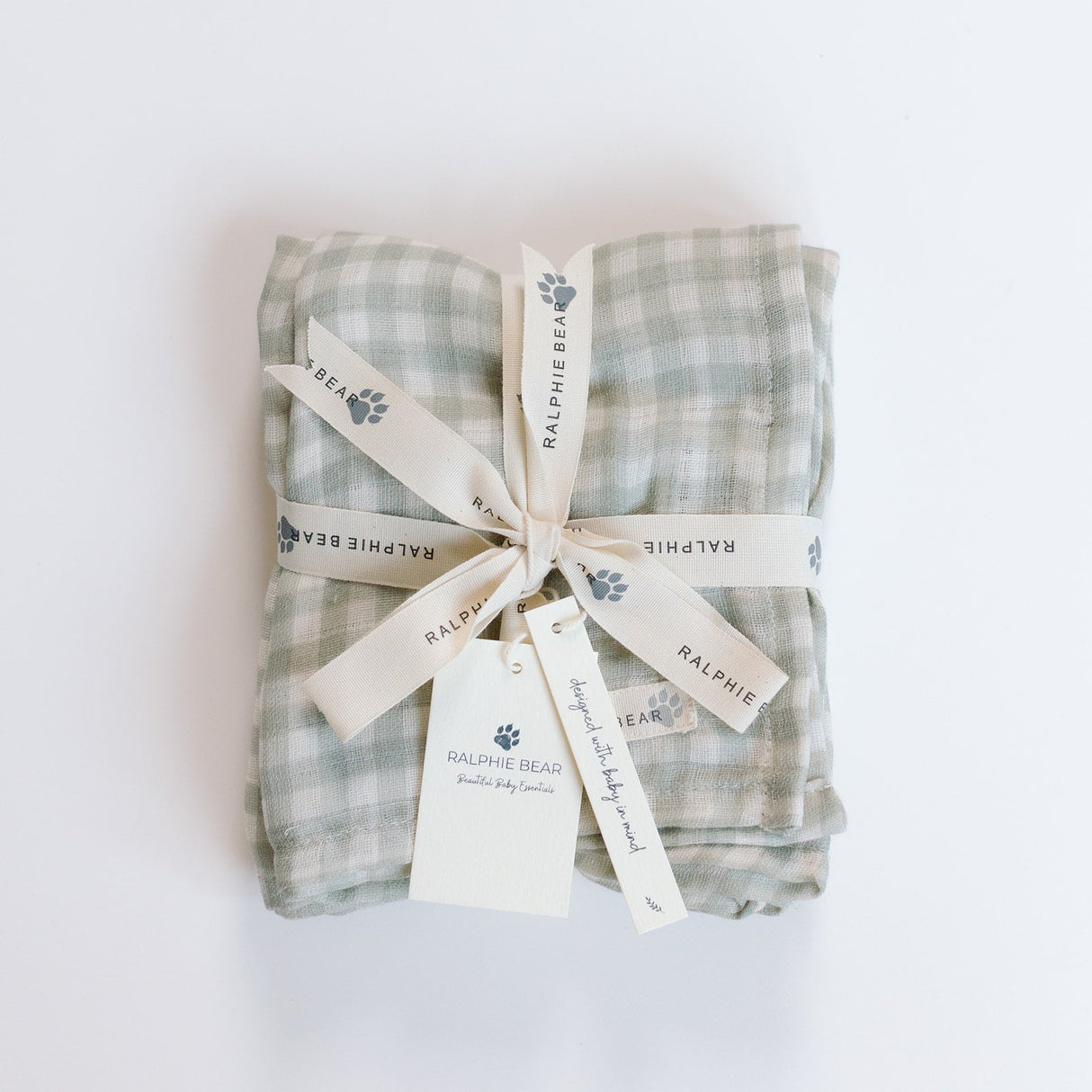 Gingham Sage Large Swaddle Muslin