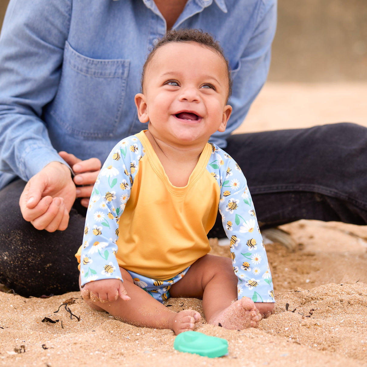UPF 40+ Soft and Gentle Protective Swim Rash Vest in Busy Bees