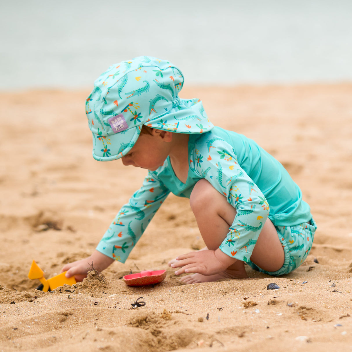 UPF 40+ Soft and Gentle Protective Swim Rash Vest in Crafty Croc