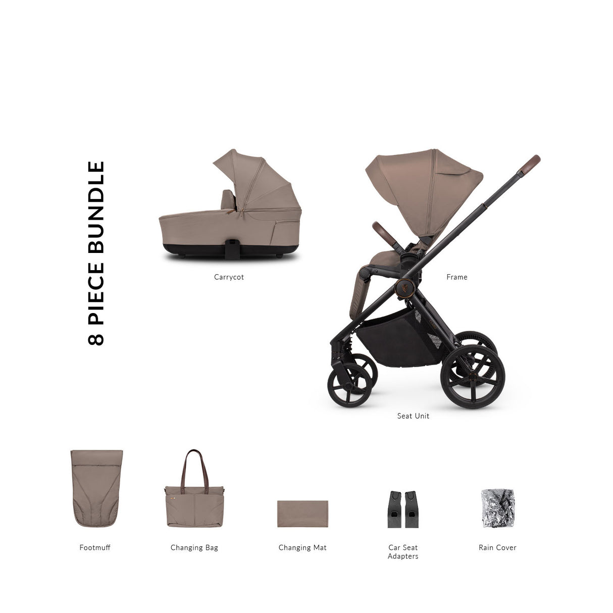 Venicci Claro 2-in-1 Travel System Bundle - Almond