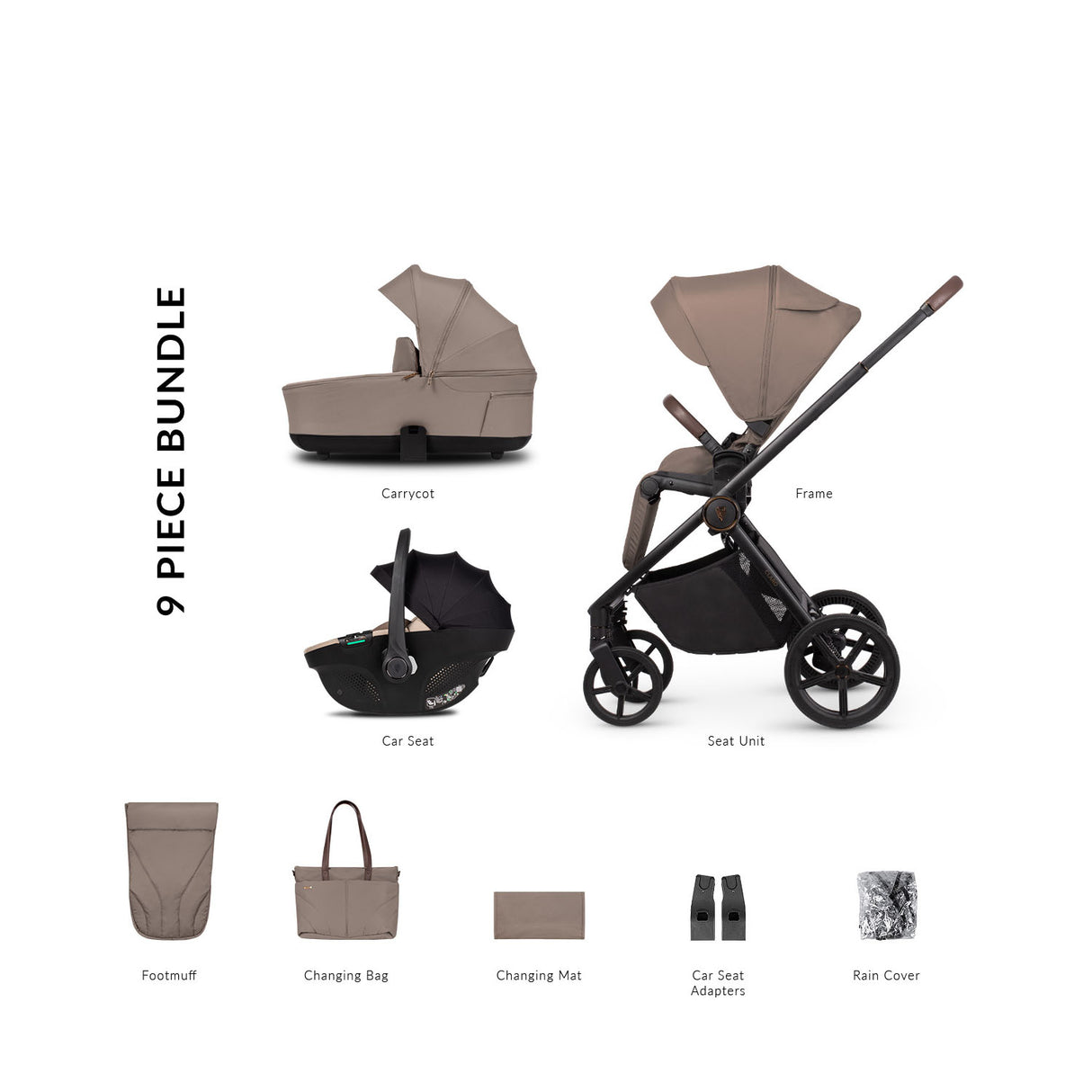 Venicci Claro 3-in-1 Travel System Bundle - Almond