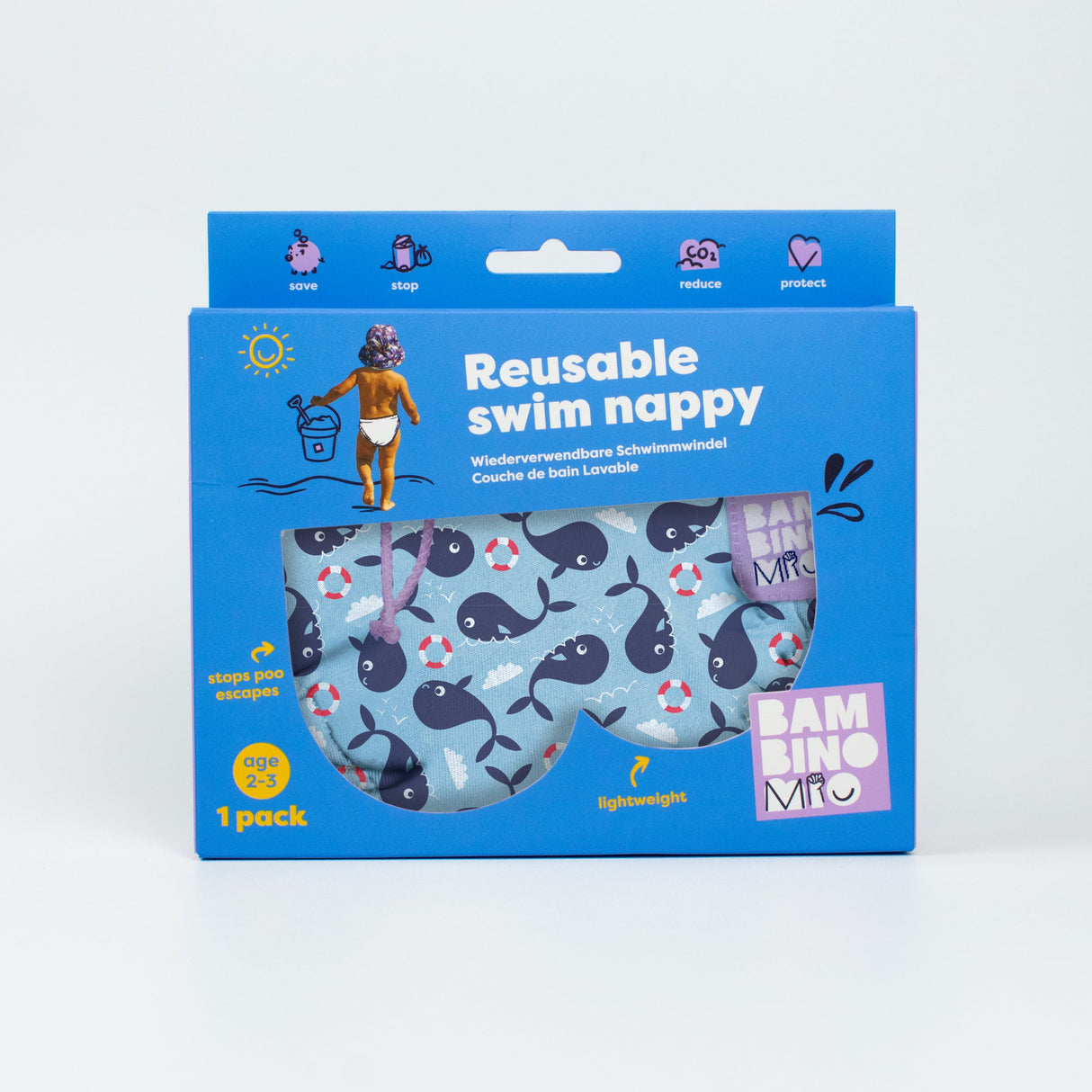 Reusable Swim Nappy in Blue Whale