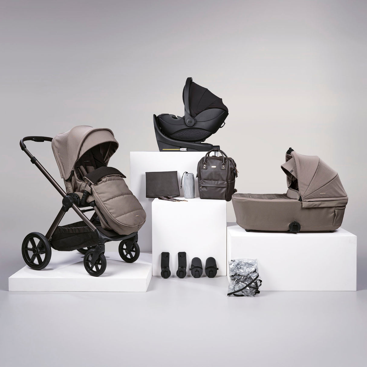 Bababing 12pc Raffi MK11 Travel System Bundle with Spin Car Seat & Base - Minky