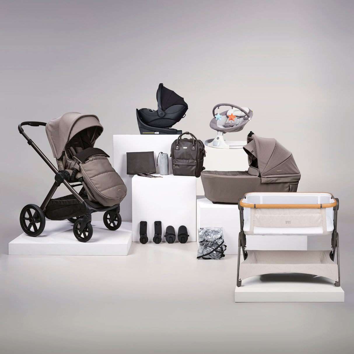 Bababing 16pc Raffi MK11 Home & Travel System Bundle with Spin Car Seat & Base - Minky