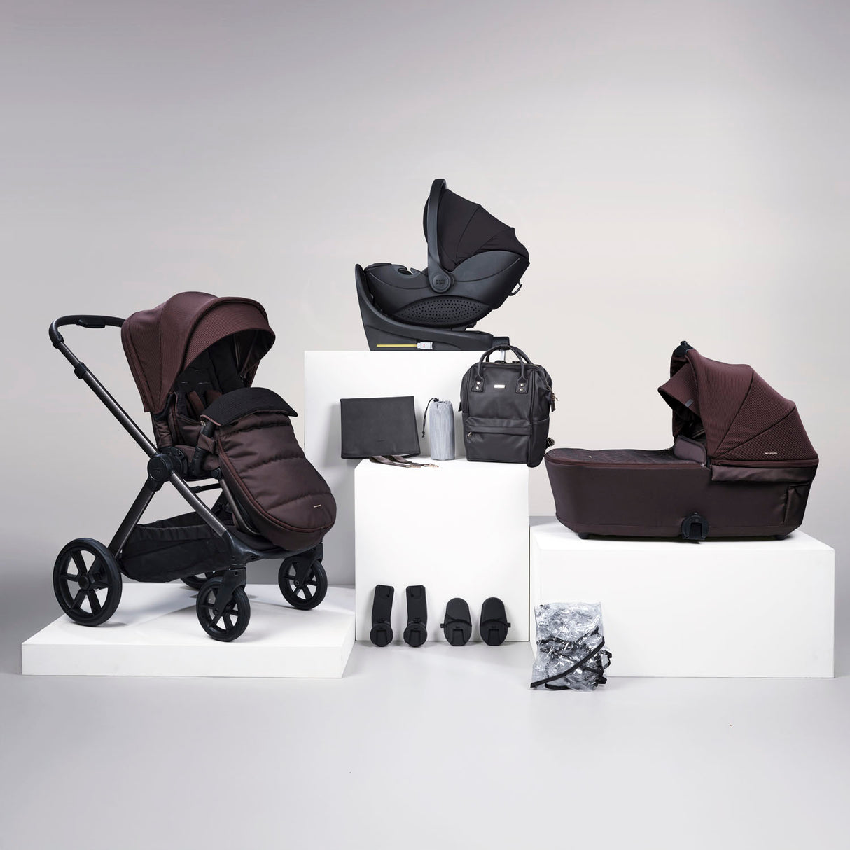 Bababing 12pc Raffi MK11 Travel System Bundle with Spin Car Seat & Base - Heritage