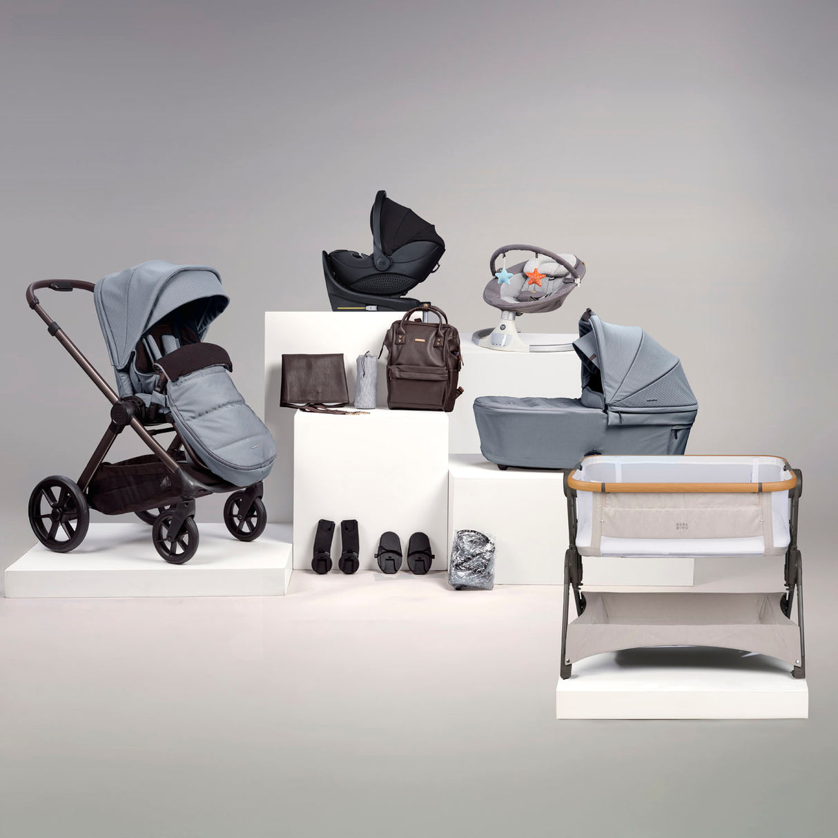 Bababing 16pc Raffi MK11 Home & Travel System Bundle with Spin Car Seat & Base - Duck Egg