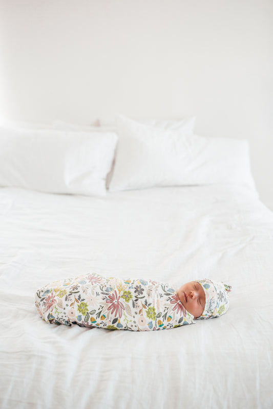 Copper Pearl Top Knot Hat Olive 0-4m
