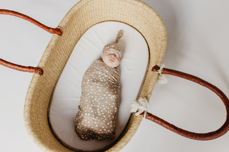 Copper Pearl Top Knot Hat Fawn 0-4m
