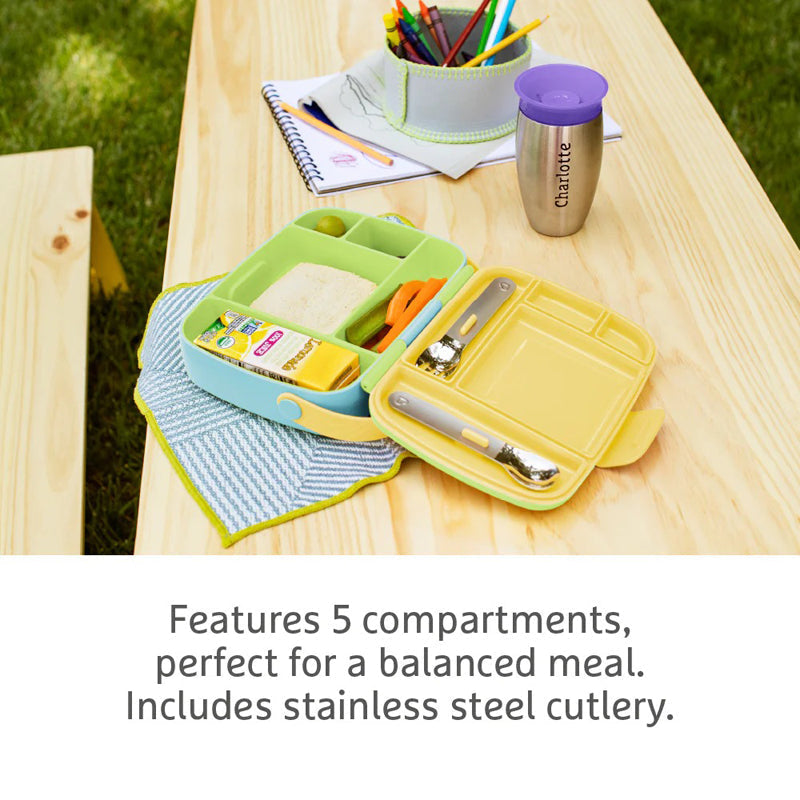 Munchkin Lunch Bento Box With Utensils Green