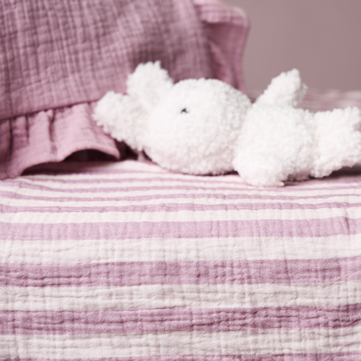 Obaby Muslin Fitted Sheet 120cm x 60cm - Berry Stripe