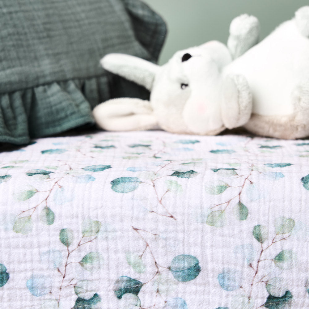 Obaby Muslin Fitted Sheet 140cm x 70cm - Eucalyptus
