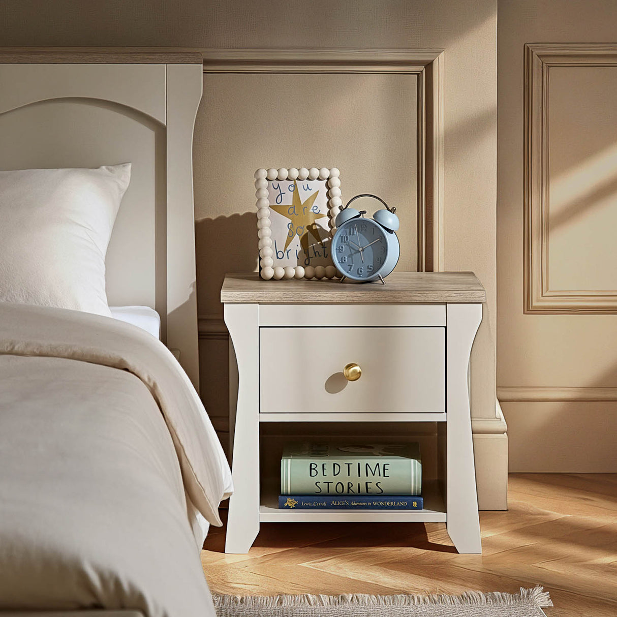 CuddleCo Clara Bedside Table - Cashmere and Ash