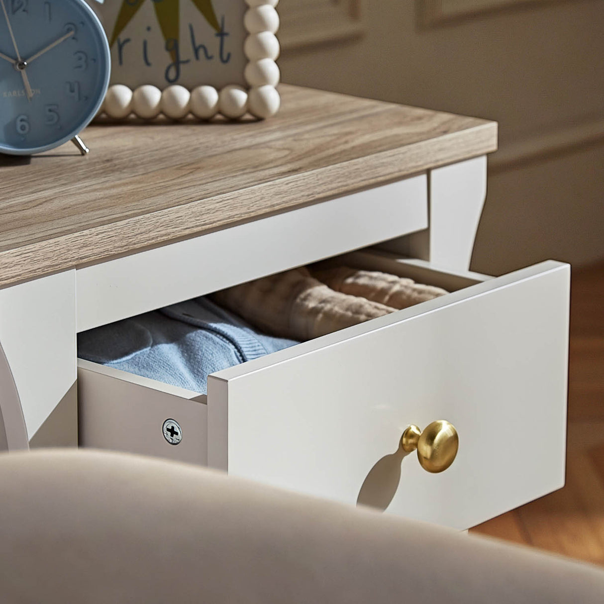 CuddleCo Clara Bedside Table - Cashmere and Ash