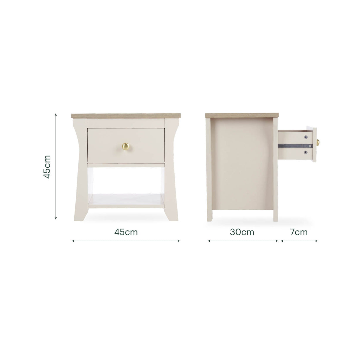 CuddleCo Clara Bedside Table - Cashmere and Ash