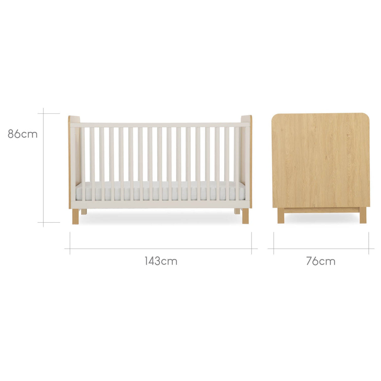 CuddleCo Remi Cot Bed - Oak & Cashmere