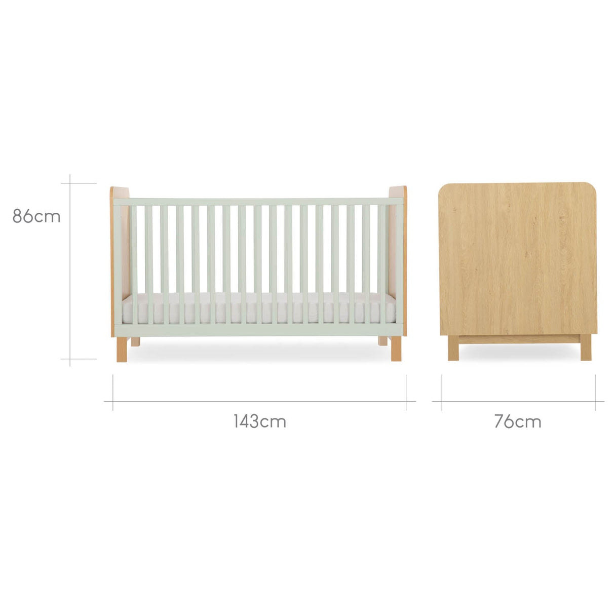 CuddleCo Remi 2 Piece Nursery Furniture Set - Oak & Green