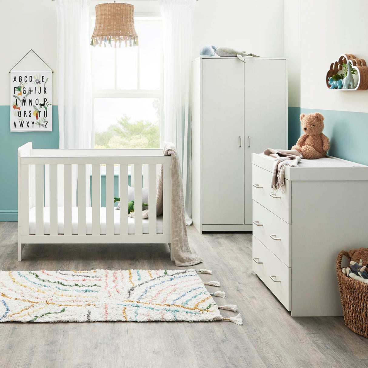 Babymore Caro Mini 3 Piece Room Set - White Wash