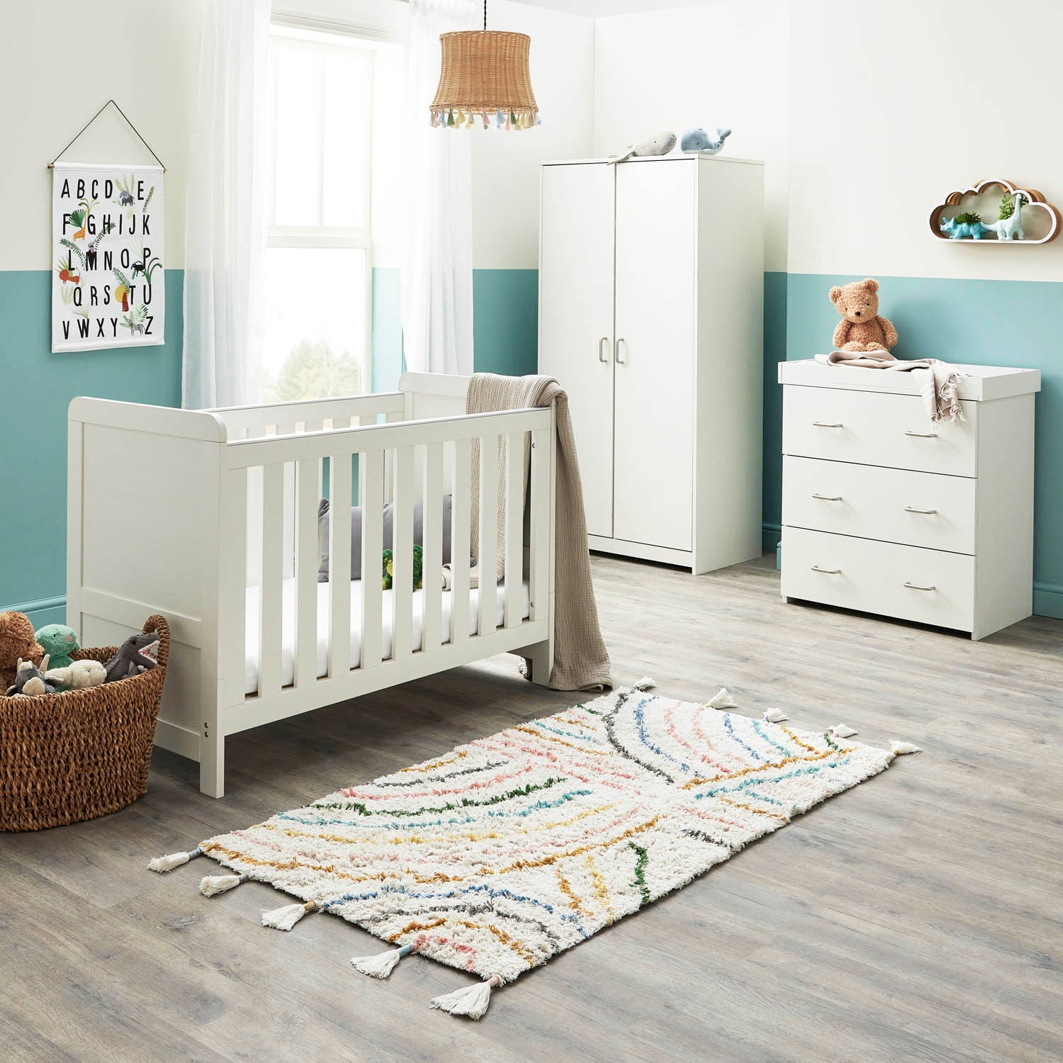 Babymore Caro Mini 3 Piece Room Set - White Wash