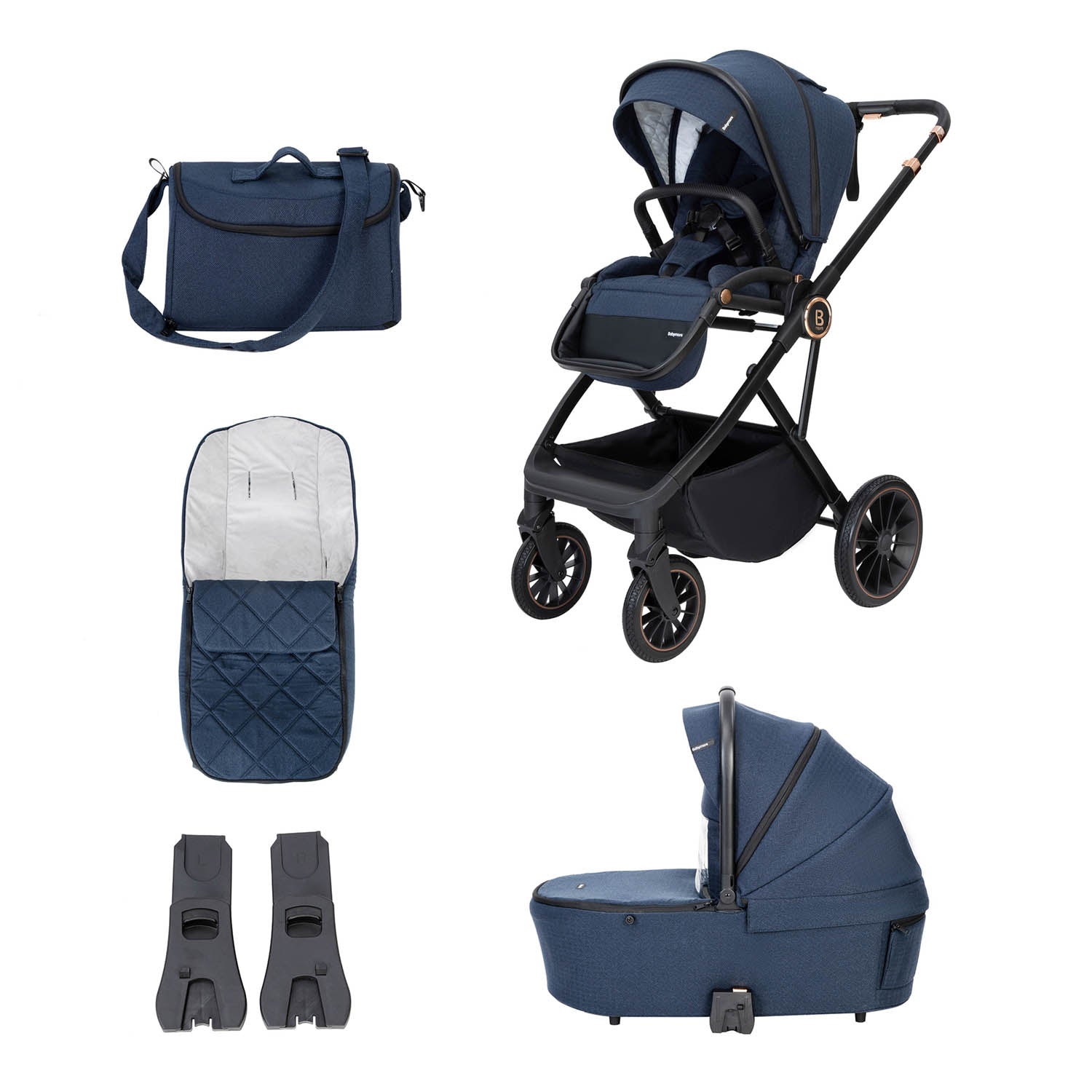 Babymore Chia Pram & Pushchair - Midnight Blue
