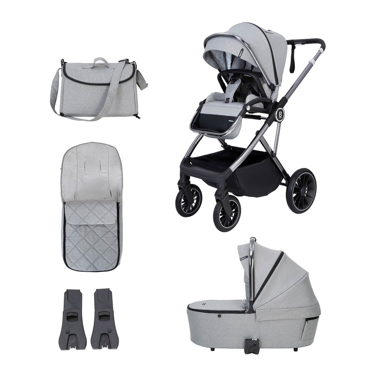 Babymore Chia Pram & Pushchair - Pearl Grey