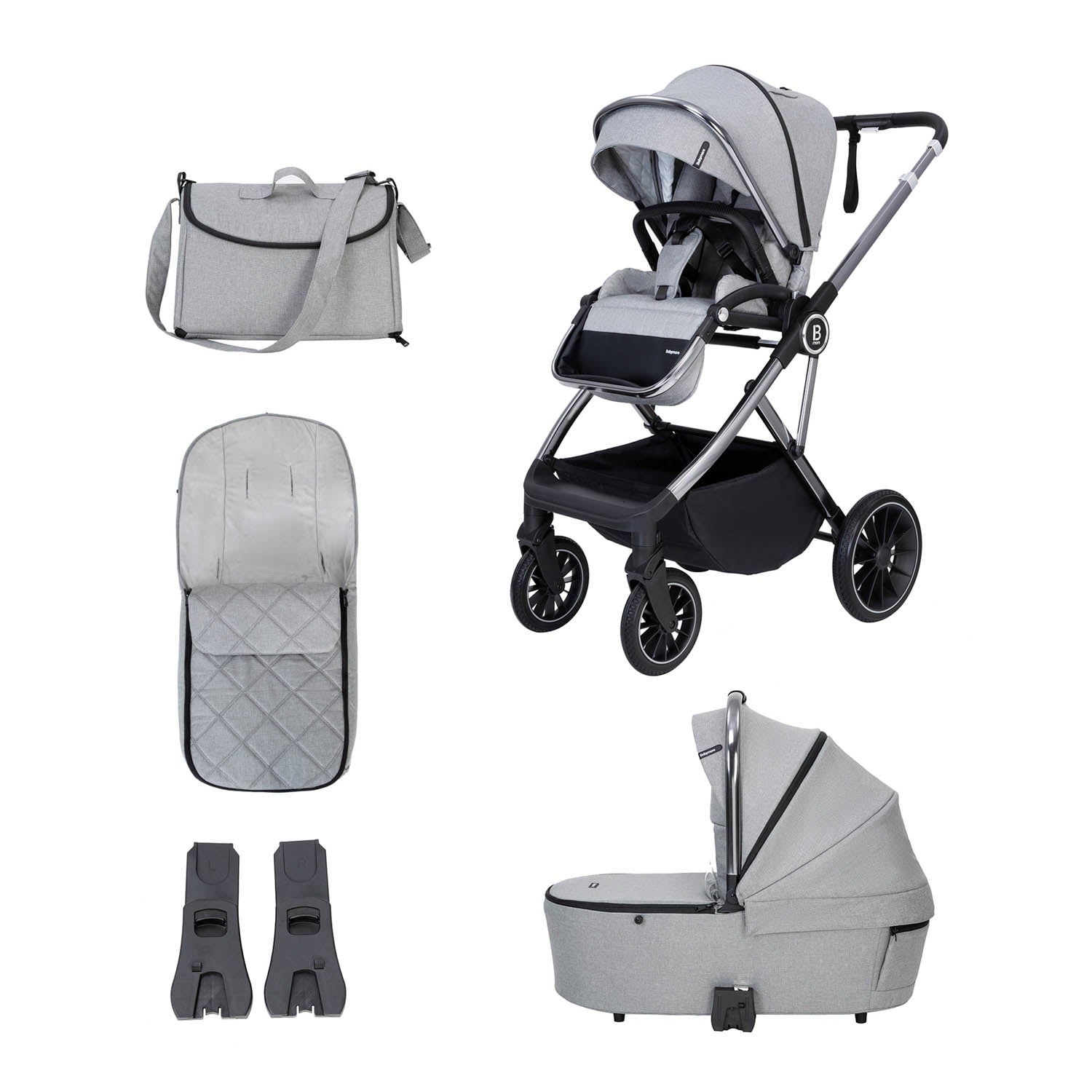 Babymore Chia Pram & Pushchair - Pearl Grey