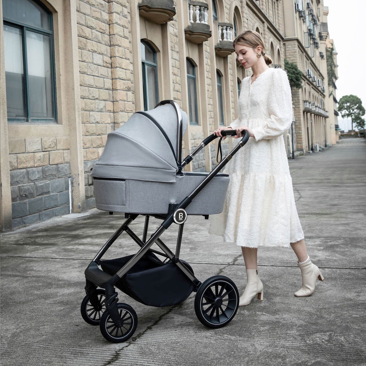 Babymore Chia Pram & Pushchair - Pearl Grey