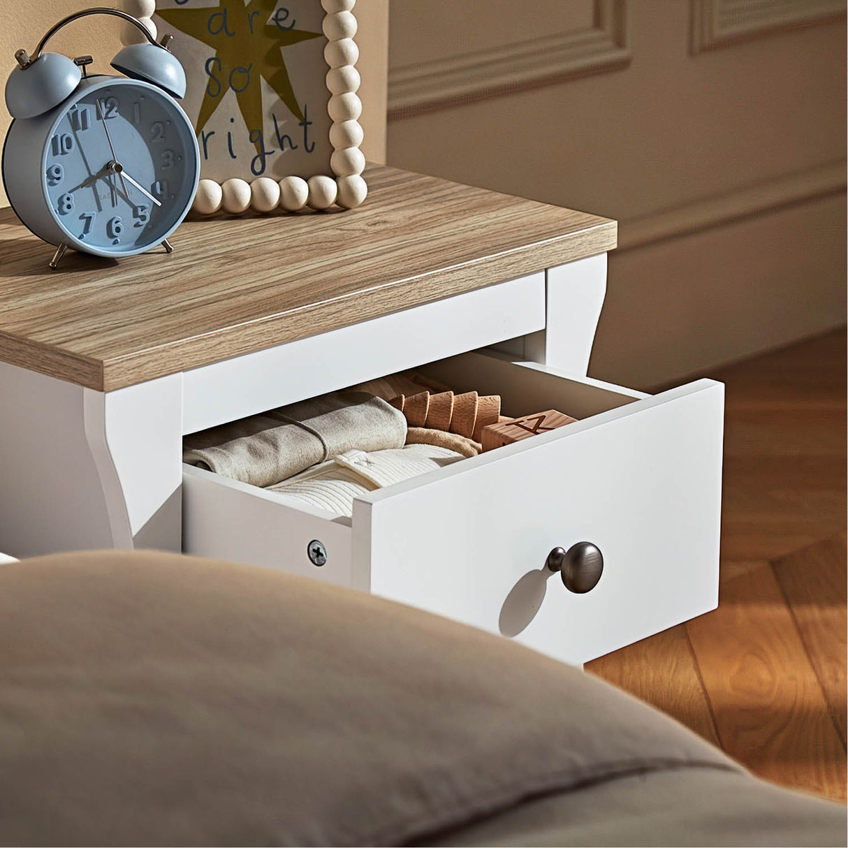 CuddleCo Clara Bedside Table - White and Ash