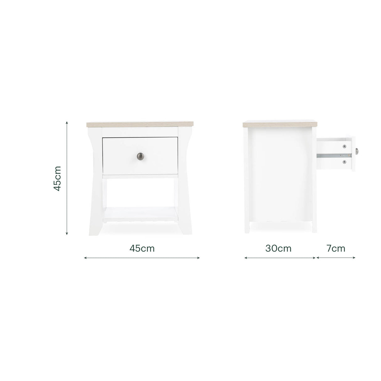 CuddleCo Clara Bedside Table - White and Ash