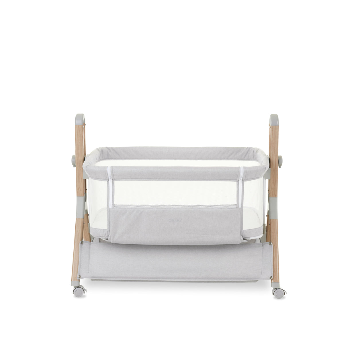 Obaby Cloud Bedside Crib + 2 White Crib Fitted Sheets Bundle - Grey