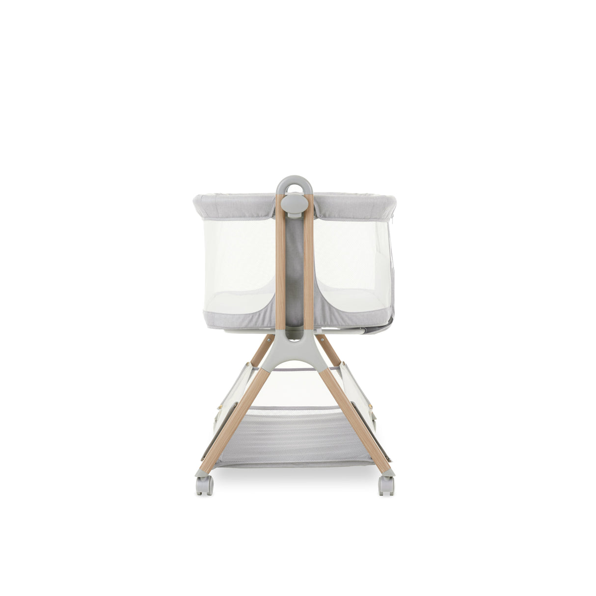 Obaby Cloud Bedside Crib + 2 White Crib Fitted Sheets Bundle - Grey