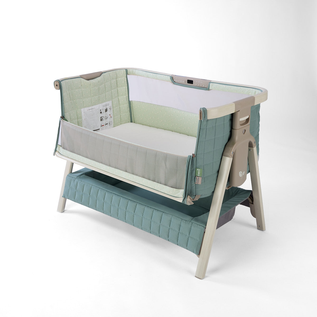 Tutti Bambini CoZee Sense Bedside Crib - Whitewash / Kelp