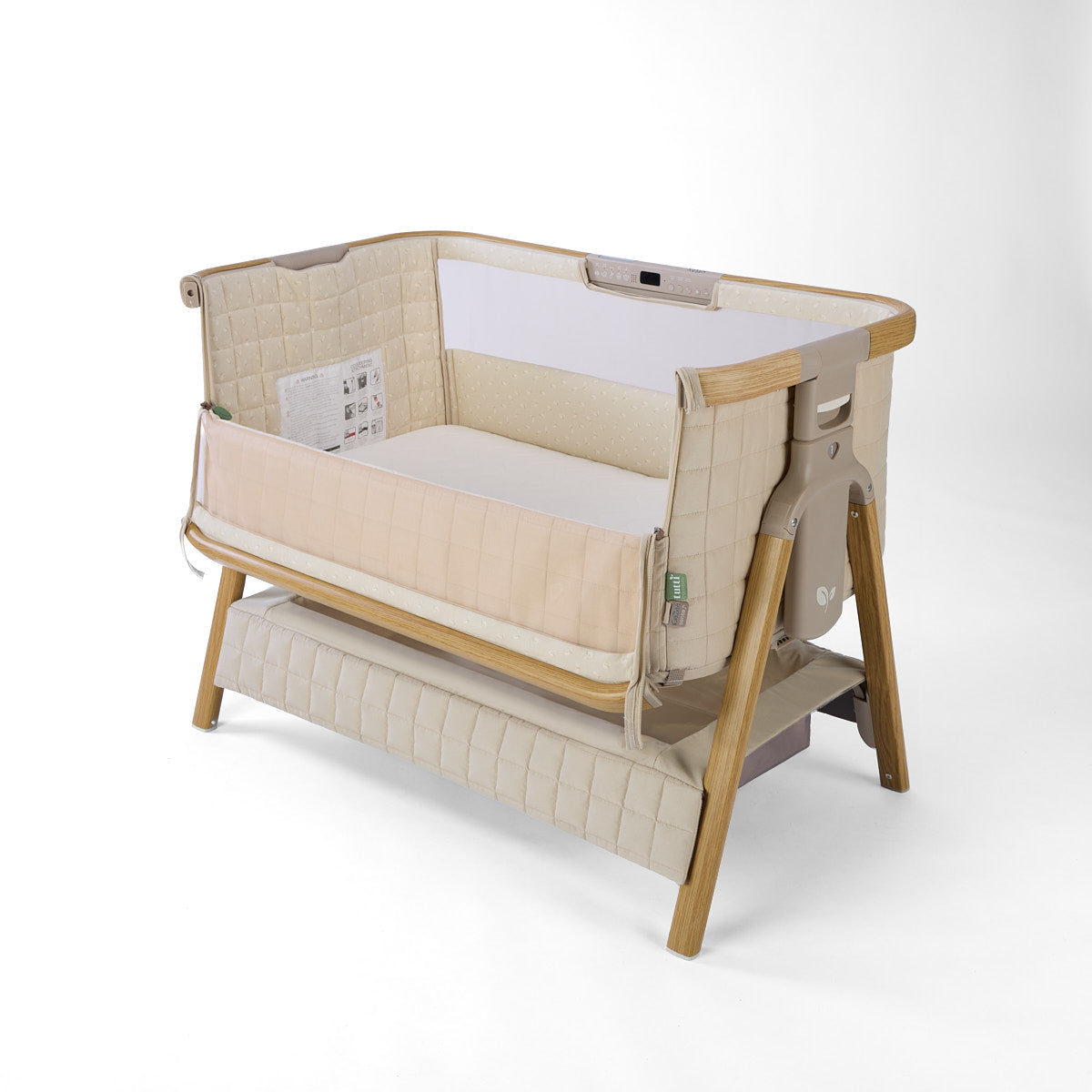 Tutti Bambini CoZee Sense Bedside Crib - Toasted Oak / Sand