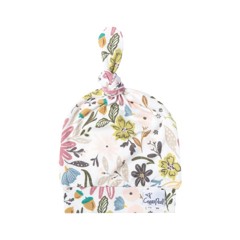 Copper Pearl Top Knot Hat Olive 0-4m