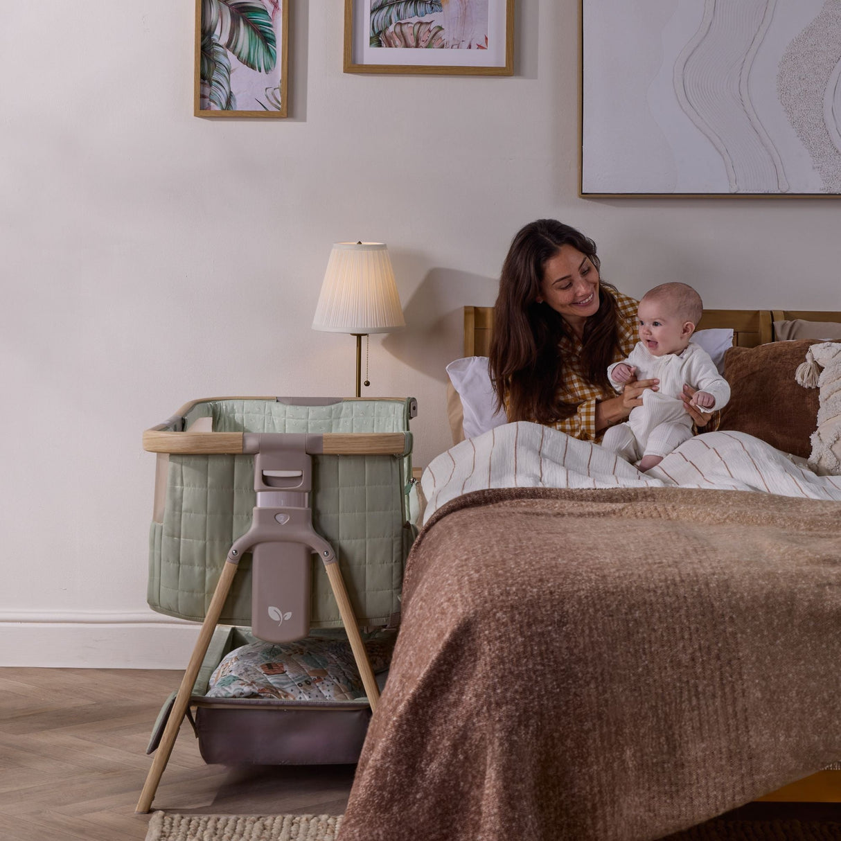 Tutti Bambini CoZee Sense Bedside Crib - Drifted Oak / Eucalyptus