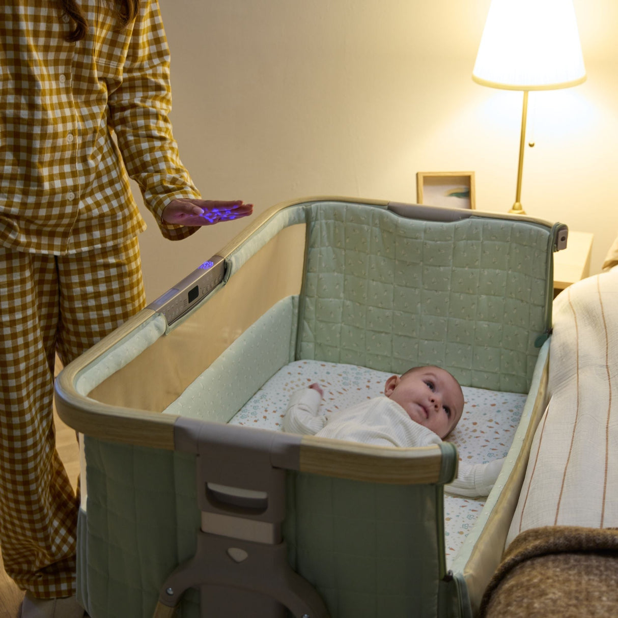 Tutti Bambini CoZee Sense Bedside Crib - Drifted Oak / Eucalyptus