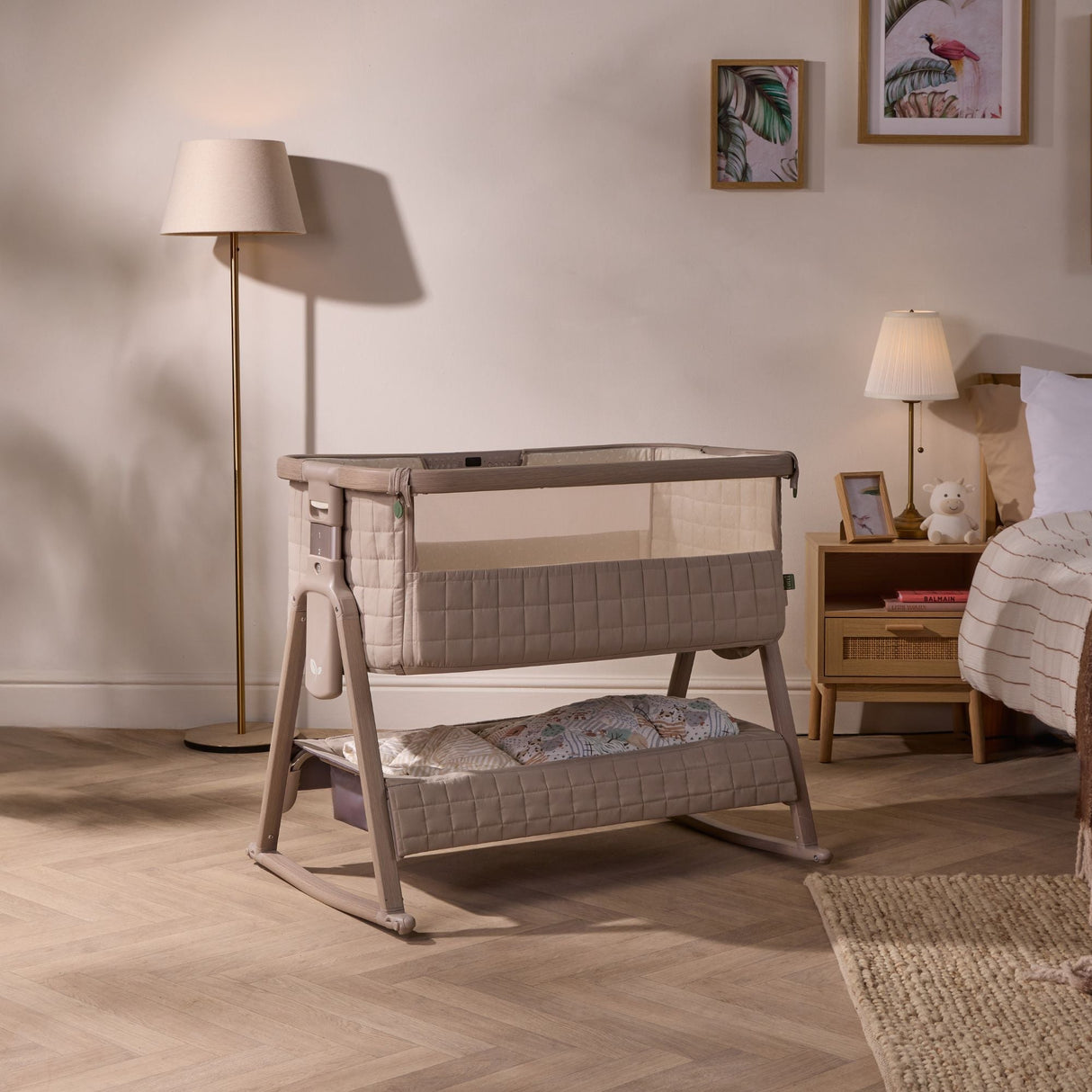 Tutti Bambini CoZee Sense Bedside Crib - Soft Walnut / Cocoa