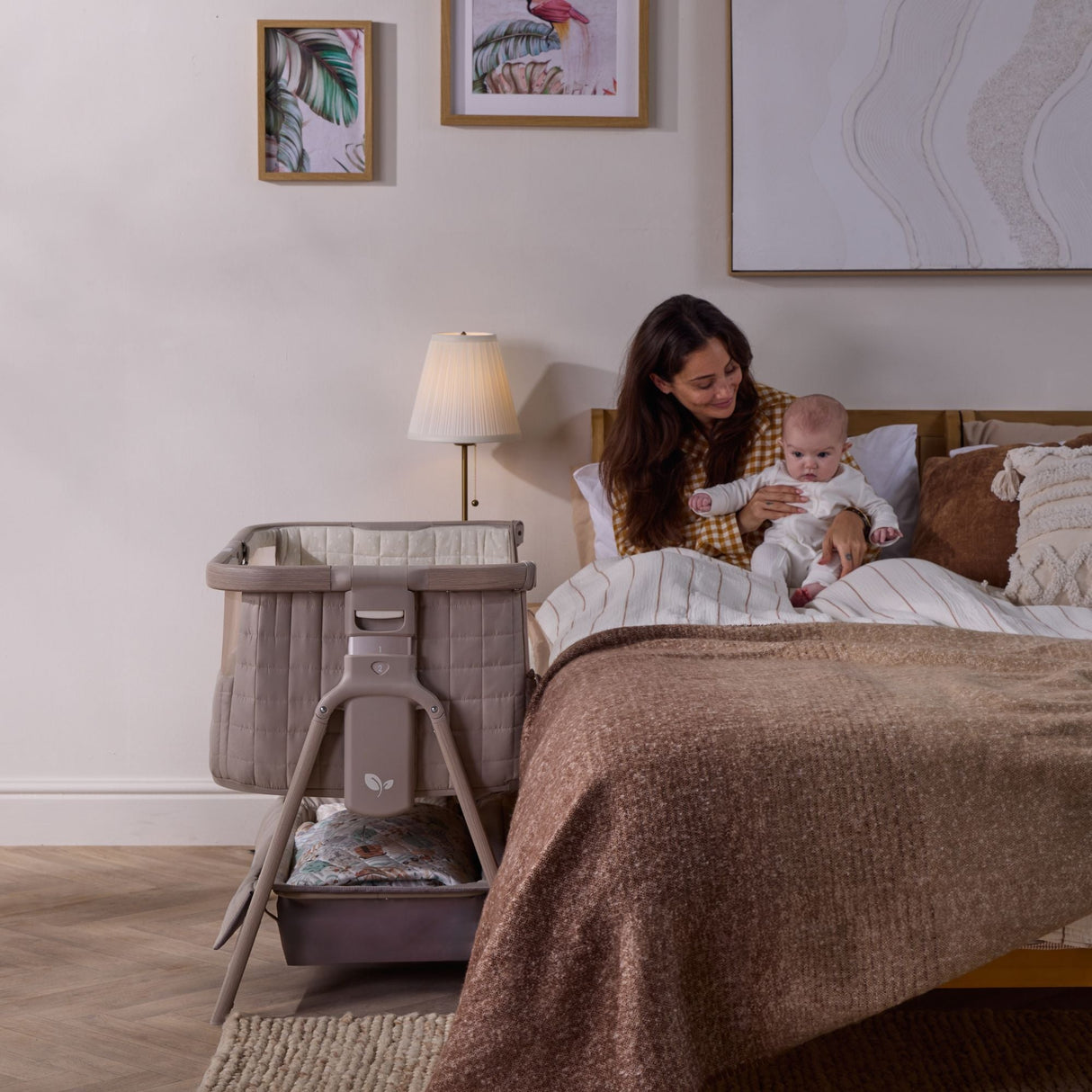 Tutti Bambini CoZee Sense Bedside Crib - Soft Walnut / Cocoa