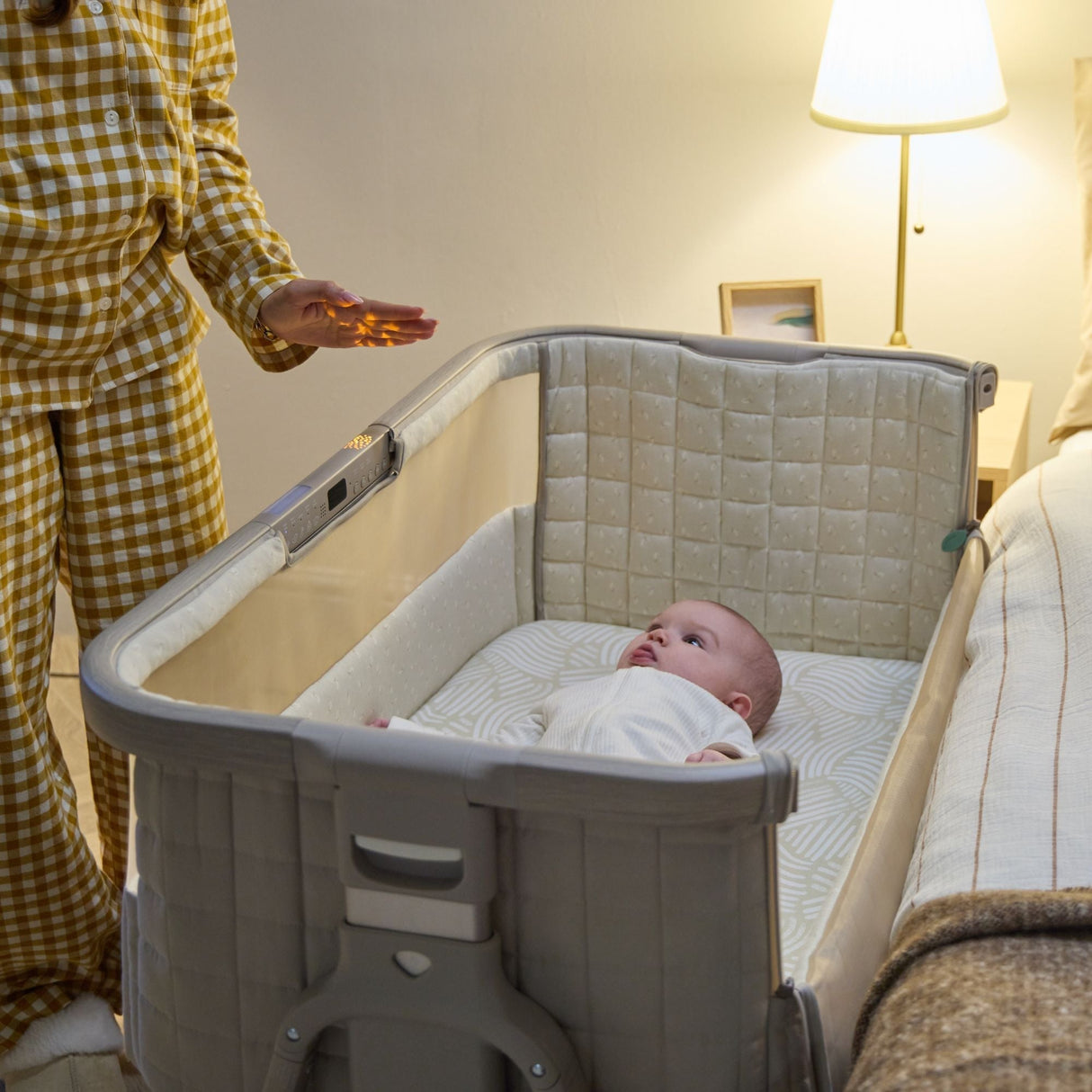 Tutti Bambini CoZee Sense Bedside Crib - Soft Walnut / Cocoa