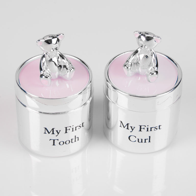 Bambino Silverplated First Tooth & Curl Set Pink